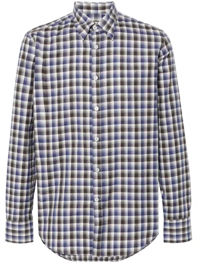 Canali Plaid-check Shirt In Blue