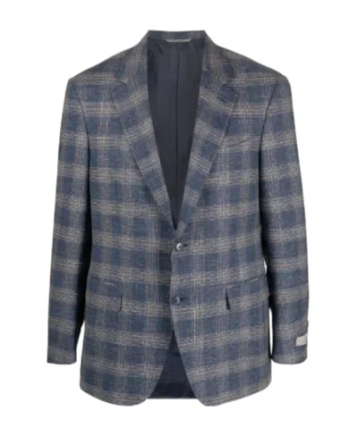 CANALI PLAID-PATTERN SINGLE-BREASTED BLAZER