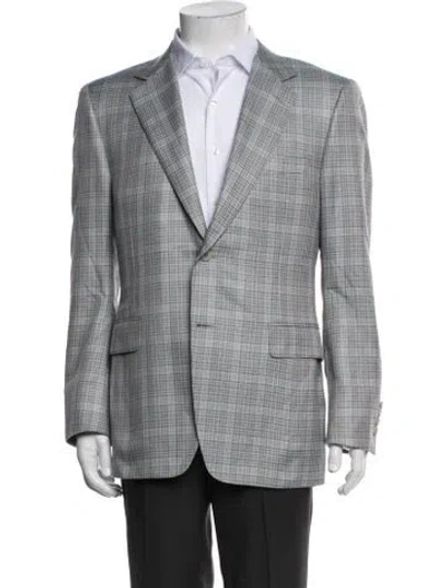 Pre-owned Canali Plaid Print Blazer In Blue