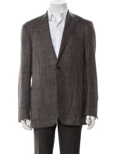 Pre-owned Canali Plaid Print Blazer In Brown