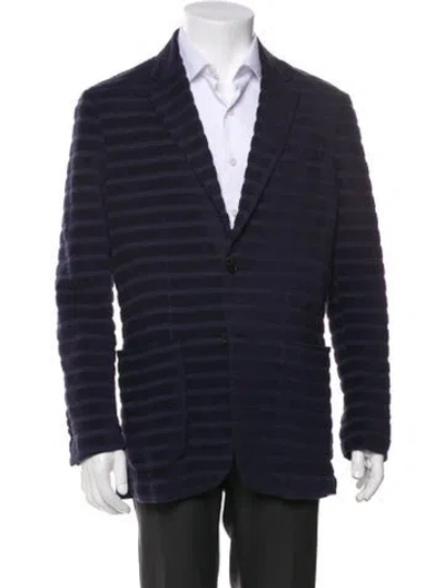 Pre-owned Canali Plaid Print Peacoat In Blue