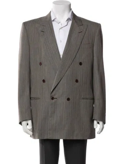 Pre-owned Canali Plaid Print Peacoat In Neutral