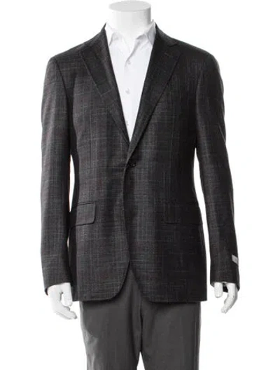 Pre-owned Canali Plaid Print Sport Coat W/ Tags In Black