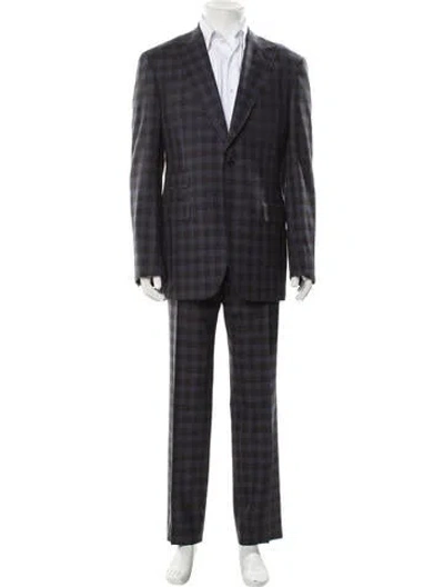Pre-owned Canali Plaid Print Two-piece Suit In Blue