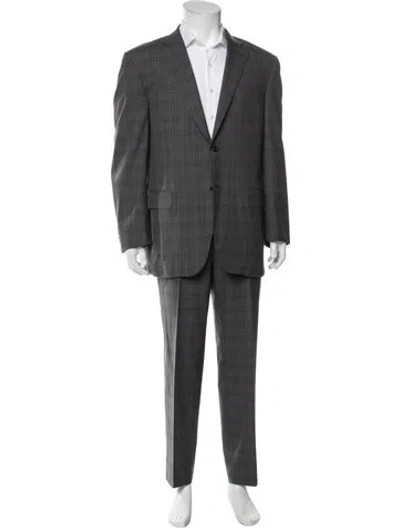 Pre-owned Canali Plaid Print Two-piece Suit In Gray