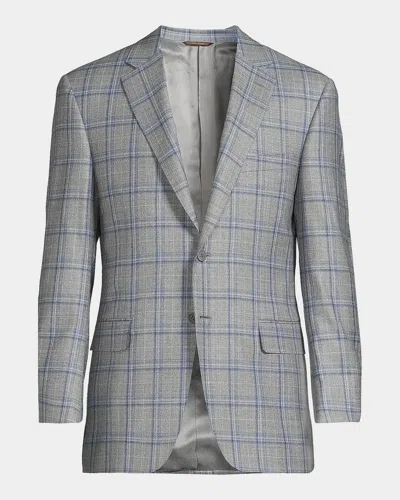 Canali Plaid Wool Sportcoat In Gray