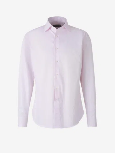 Canali Cotton Poplin Shirt In Light Pink