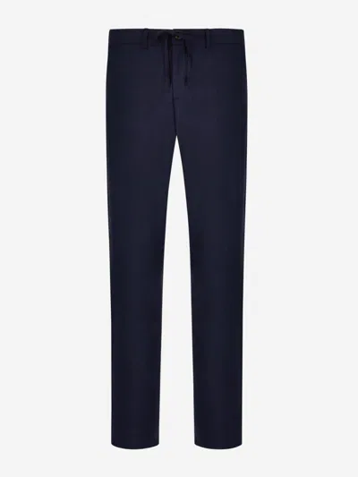 Canali Plain Formal Trousers In Midnight Blue