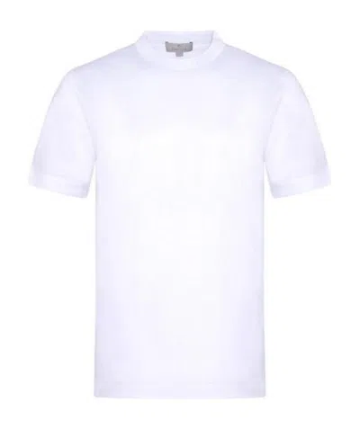 Canali Plain Knitted Cotton T-shirt In White