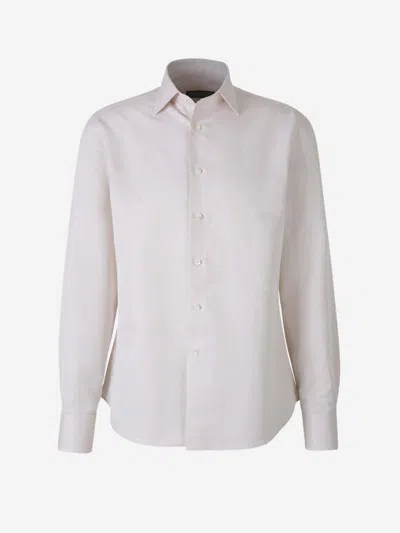 Canali Plain Linen Shirt In Blue