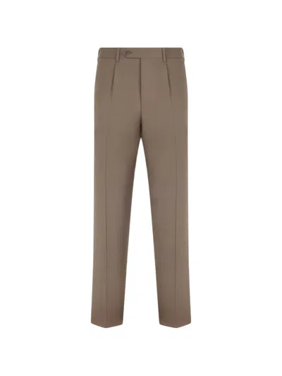 Canali Walnut Stretch Wool Regular-fit Pants In Brown