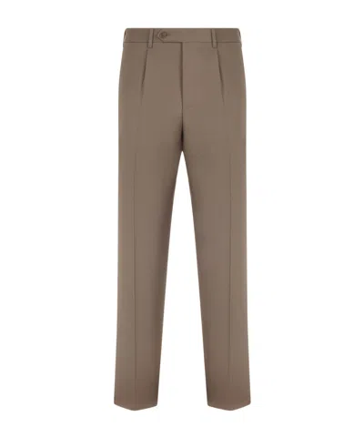 Canali Walnut Stretch Wool Regular-fit Pants In Brown