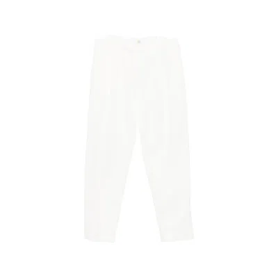Canali Pleated Straight-leg Trousers In White