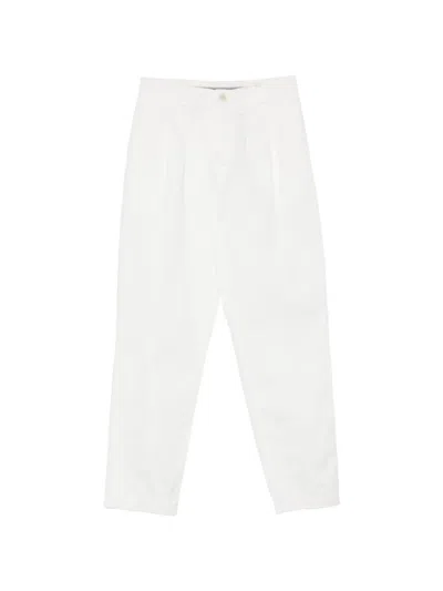 Canali Pleated Straight-leg Trousers In White