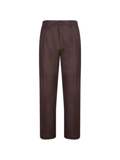 Canali Pleated Tailored Trousers In Brown