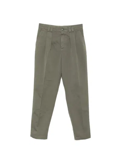 Canali Pleated Tapered-leg Trousers In Green