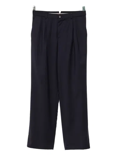 Canali Pleated Wool Trousers In Blue
