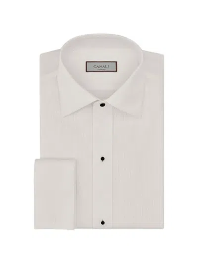 Canali Pleated-bib French-cuff Shirt In White