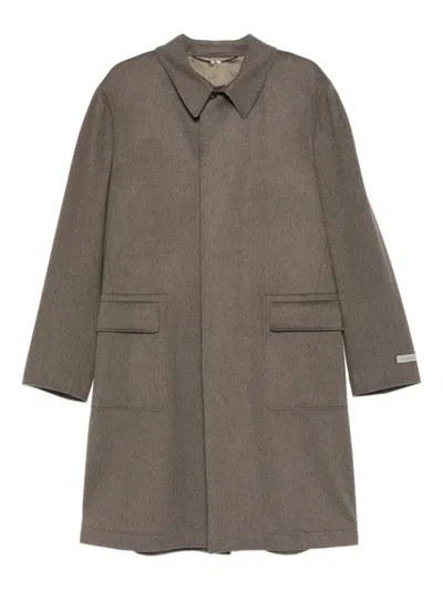 Canali Pocket-collared Coat In Brown