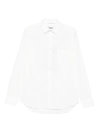 Canali Pocket Cotton Shirt In Gray