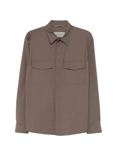 Canali Pocket Shirt In Brown
