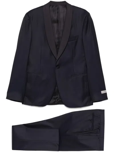 Canali Polka-dot Suits In Blue