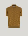 Canali Polo À Boutons Et Manches Courtes, Texture En Losange Sur Le Devant Des Manches Et Au Dos, En Jersey In Brown