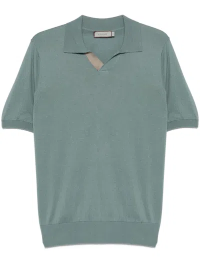 Canali Polo-collar T-shirt In Blue