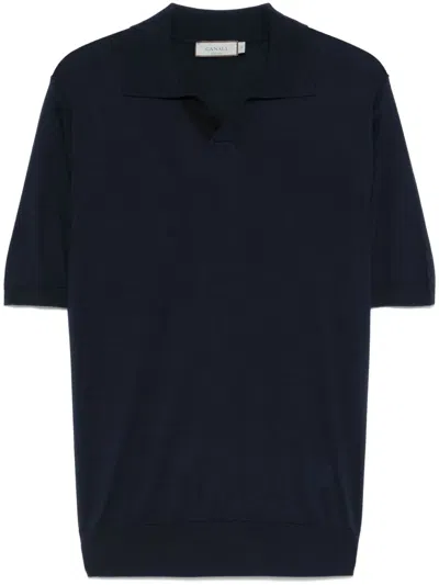 Canali Polo-collar T-shirt In Blue