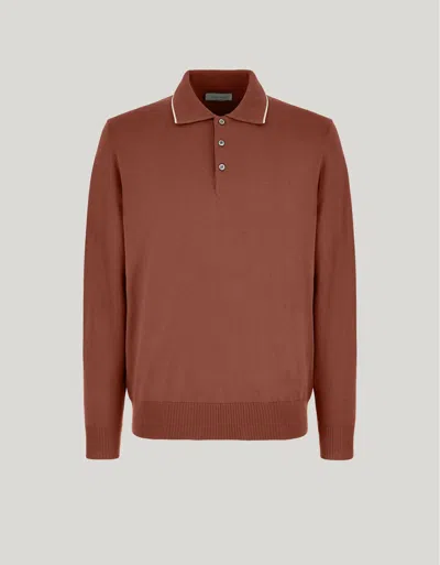 Canali Polo En Coton Marsala In Brown