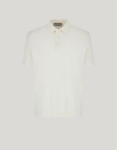 Canali Polo En Lin Blanc In White