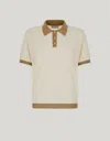 Canali Polo En Lin Et Soie, Motif À Carreaux, Crème Et Ocre In Neutral