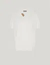 Canali Polo En Polycoton Blanc Cassé Avec Détails En Daim In Brown