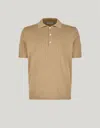 Canali Polo En Soie Et Coton Ocre In Brown