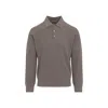 Canali Taupe Brown Wool Long Sleeves Suede Detail Polo In Gray