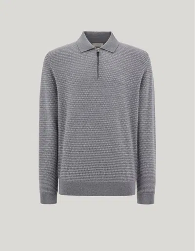 Canali Donegal Quarter Zip Sweater In Gray