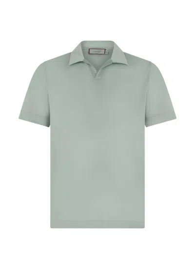 Canali Polo-collar Short-sleeve T-shirt In Green