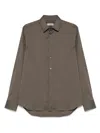 Canali Poplin Shirt In Brown