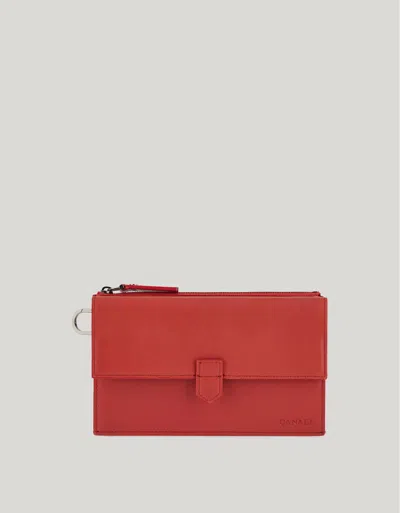 Canali Portefeuille De Voyage En Cuir De Veau Rouge In Red