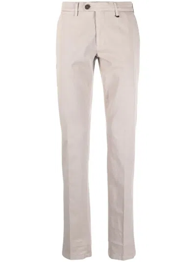 Canali Pressed-crease Cotton Chinos In Grau