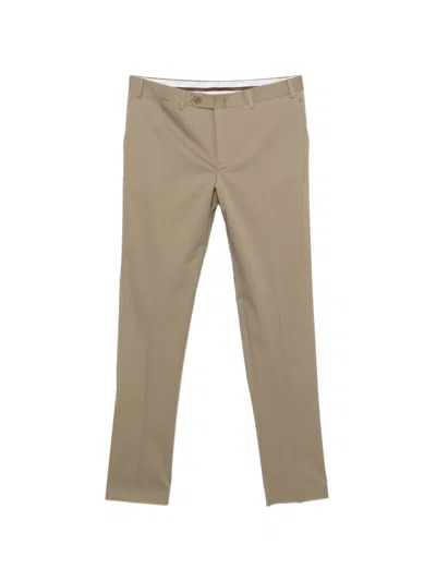 Canali Pressed-crease Straight-leg Trousers In Brown