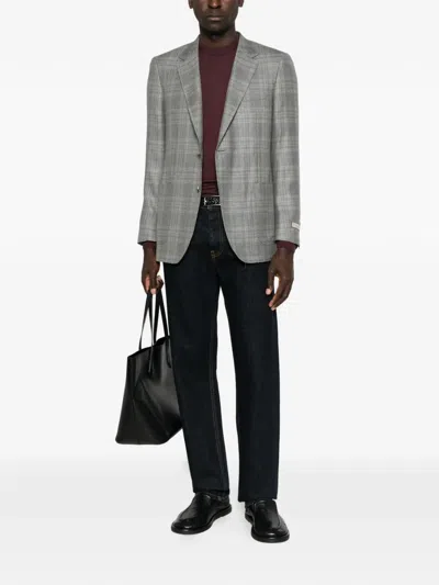 Canali Prince Of Wales Check Blazer In Gray