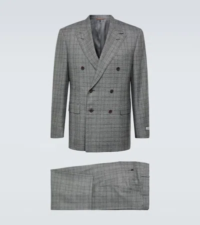 Canali Prince Of Wales Checked Wool Suit In Grey