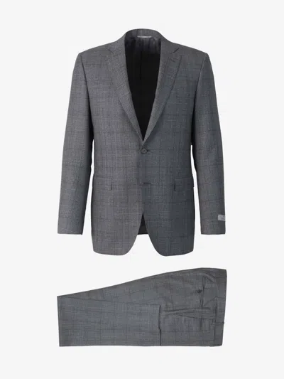 Canali Prince Of Wales Motif Suit In Light Grey