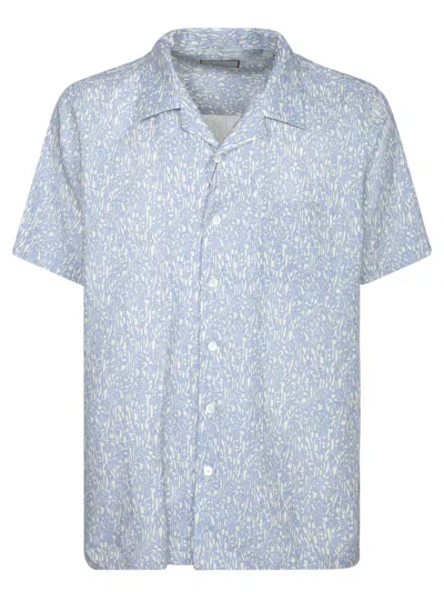 Canali Printed Blue Cotton Shirt