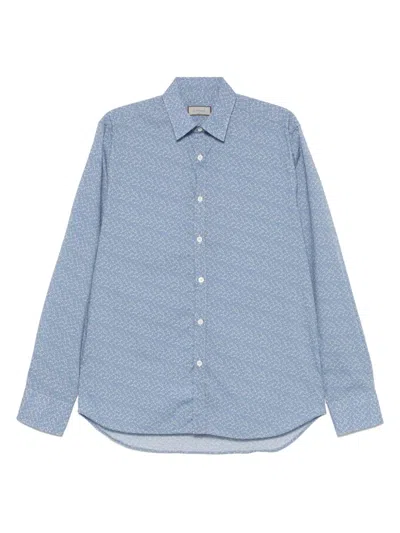 Canali Printed Shirt In Blue