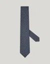 Canali Printed Silk Tie, Geometric Pattern In Blue