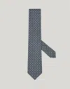 Canali Printed Silk Tie, Geometric Pattern In Blue
