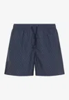 Canali Patterned Drawstring Swim Shorts In Blue