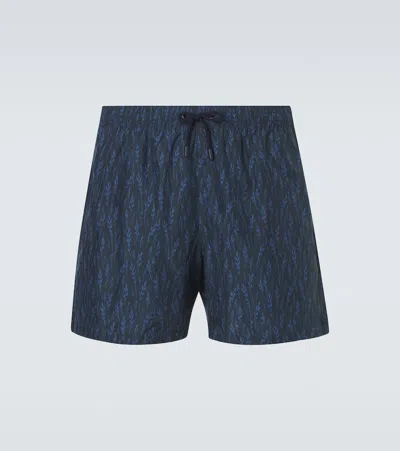 Canali Printed Swim Trunks In Blue